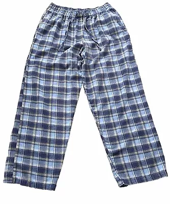 F&F Men’s Blue Check Cotton Pyjama Bottoms Size (M) 29” L • £2.50