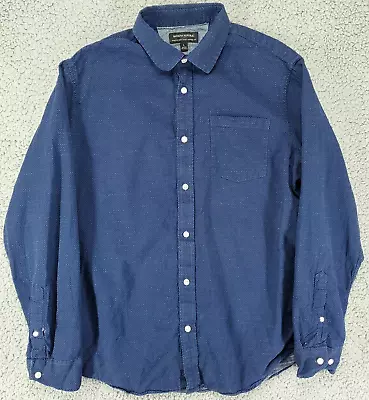 Banana Republic Polka Dot Long Sleeve Button Up Shirt Mens L Blue • $6