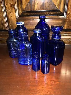 Vintage Cobalt Blue Glass Medical Bottles • $30