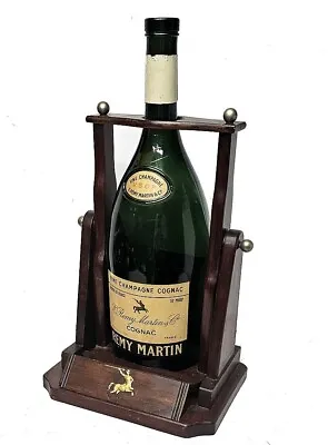 Mid-Century XL Remy Martin Empty Cognac Bottle On Wooden Dispenser Display Stand • £359.99