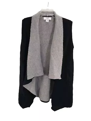 Magaschoni Black Gray Cashmere Nylon  Open Front Cardigan Vest Size Medium READ  • $28