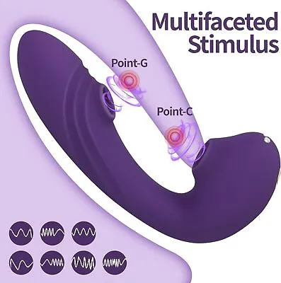 Dual Sucking Vibrator Tongue Clit G-Spot Stimulator Oral Sucker Women Sex Toy AU • $9.95