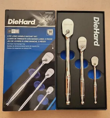 DieHard 3 PC Long Handle Ratchet Set - 1/4  3/8  & 1/2  Drive 90T DHP55293 • $65