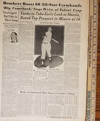 January 31 1951 The Sporting News Mickey Mantle New York Yankees Rookie • $225