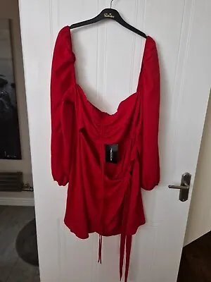 £12.50 • Buy Red Ruched Cut Out Body Con Dress,Size 20,New