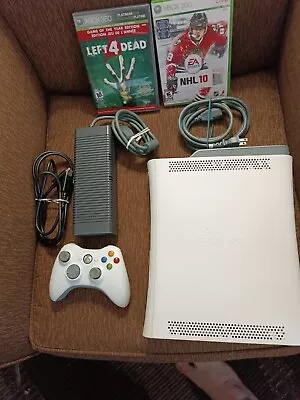 Microsoft Xbox 360 Pro 20GB Console - Matte White - Used - Left 4 Dead / NHL 10 • $94.50