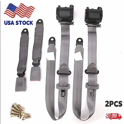 2PCS 3-Point Retractable Adjustable Safety Seat Belt Straps Car Vehicle Belt Kit • $46.99