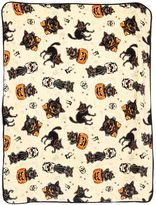 Sourpuss Black Cats Soft Plush Gothic Throw Blanket • $40