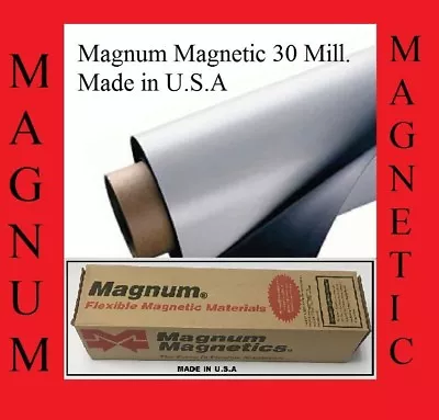 24  Width X8Ft ROLL 30 Mil Blank Magnetic Sign Sheet Magnum Magnetic Made In USA • $55.28