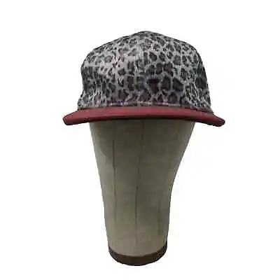 Leopard Print Snabpack Hat Cap OSFM Gray Red Adjustable • $15