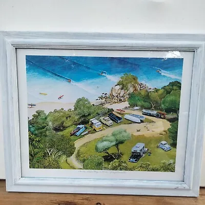 Vtg Garry Birdsall Frame Print 'The Pass Byron Bay 1960's' Signed VGC • $49.95