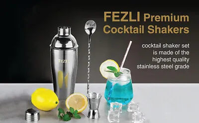 Cocktail Shaker Large Cocktail Making Set With Built In Strainer And Measure UK • £25.50