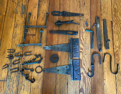 Large Lot Of Antique Vintage Door Gate Building Hardware Hinges Latches Pulley • $19.99