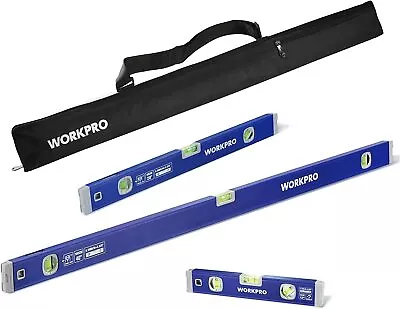 WORKPRO 3PC Spirit Level Set 12  20  40  Level Magnetic Torpedo Level Heavy Duty • $50.99