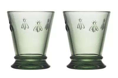 Set Of 2 French La Rochere Bee Tumbler Green Glass 9oz • $36.99