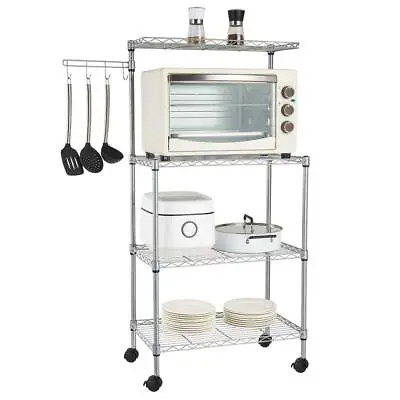 US 4Tier Kitchen Bakers Rack Microwave Oven Stand Storage Cart Workstation Shelf • $46.99