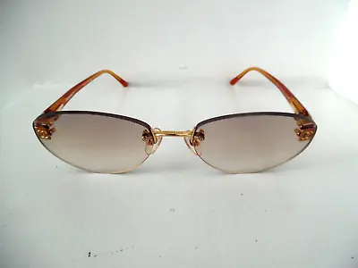 £15 • Buy Unisex Chanel Gold & Orange Rimless Oval Eye Glasses 2027 C.155 54 18 130