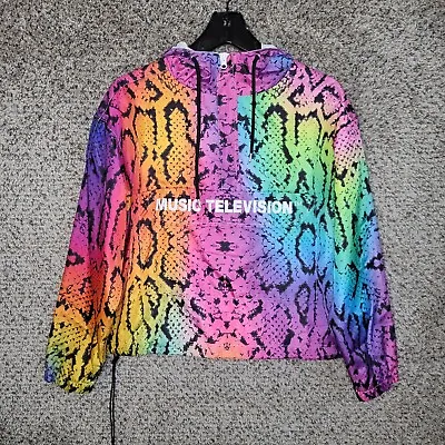 MTV Jacket Womens Medium Windbreaker Multicolor Pullover Quarter Zip NEW • $15.19