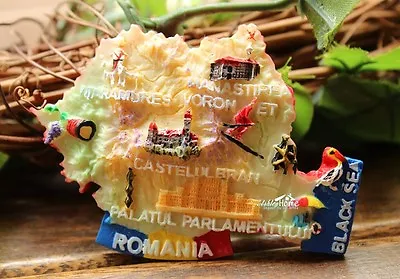 Romania's Map Little Fish Shaped Tourist Travel Souvenir 3D Resin Fridge Magnet • $7.98