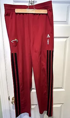 Adidas NBA Authentic Large Miami Heat Warm Up Pant Mens Red Basketball Sweatpant • $60