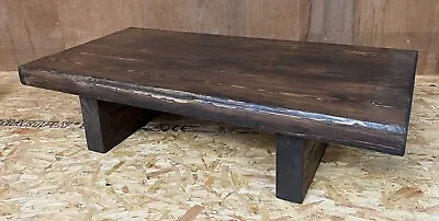 Low 3 Plank Coffee Table Solid Rustic Reclaimed Wood Walnut Brown 3  Thick • £179.99
