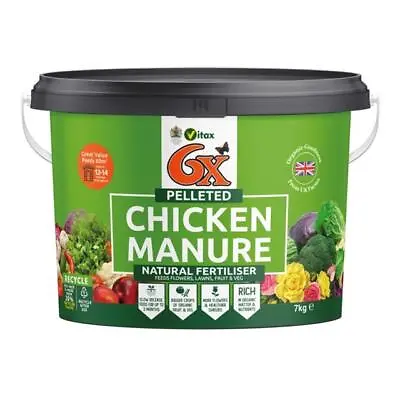 Vitax Chicken Manure 7kg Tub Natural Poultry Organic Pellets Lawn Feed Veg Plant • £12.99