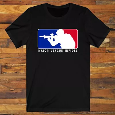 MLI Major League Infidel Shooting Guns Firearms Logo Men's Black T-Shirt S-5XL • $17.90