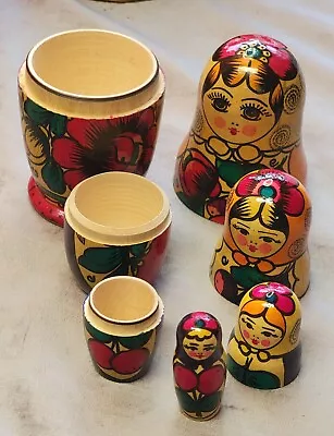 Russian Nesting Dolls Babushka Matryoshka Set 7pcs Girls Hand Painted VTG FLOWER • $21.94