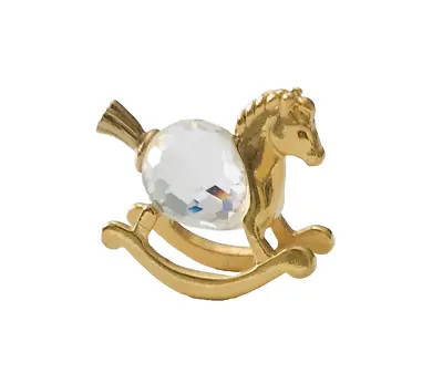 Miniature Cut Crystal & Gold-tone Metal Rocking Horse Figurine 1 Inch • $24.99