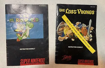 Super Nintendo SNES Manual Lot Of 2 Lost Vikings Super Mario World • $10