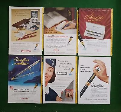 Sheaffers Snorkel Pen  Vintage  Adverts 1953 To 1958 X 6 • $8