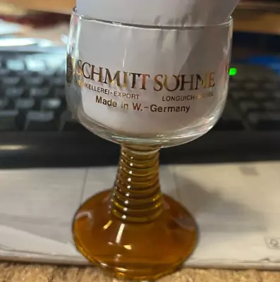  West Germany Schmitt Sohne Weinkellerei Longuich/Mosel Green Stem Wine Glass • $9.99