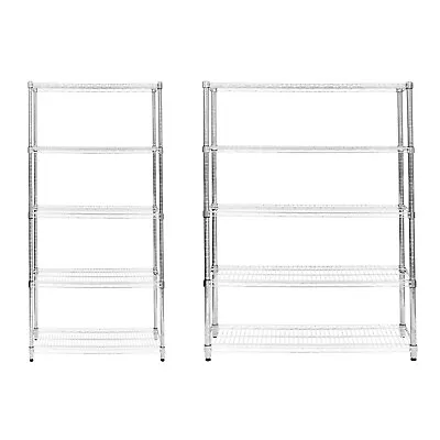 Wire Shelving Rack 5 Tier Metal Storage Shelf Unit Stand Kitchen Office Garage • £9.99