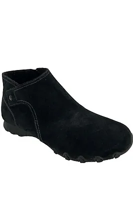 Skechers Bikers Lite Suede Ankle Boots Good Mood Black • $44.99