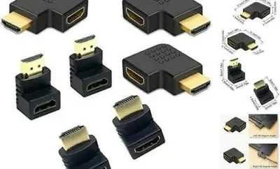 4K HDMI Adapter Right + Left + 90° Angle Male To Female Type Port Angled Adaptor • $3.48