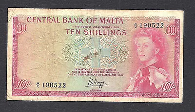 Malta 1968 10 Shillings ( Signed Hogg ) P# 28 • $50