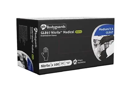 Polyco Bodyguards GL897 Black Nitrile Disposable Gloves Tattoo Mechanics • £6.99