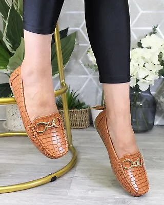 £13.95 • Buy Ladies Loafers Slip On Flats Ballerina Pumps Women Office Work School Shoes Size