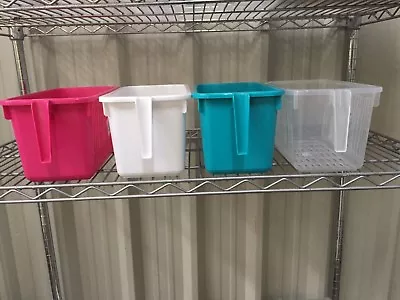 £9.75 • Buy Plastic Shelf Storage Basket With Handle Cupboard Organiser Holder
