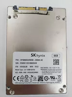 Sk Hynix SH921 HFS060G32MNB 60 GB SATA III 2.5 In Solid State Drive • £18.82