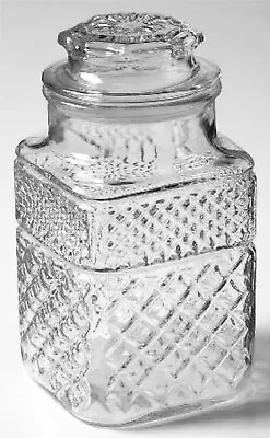 Vintage ANCHOR HOCKING Wexford Glass Canister Pantry Storage JAR +Lid 58 Oz • $12.99