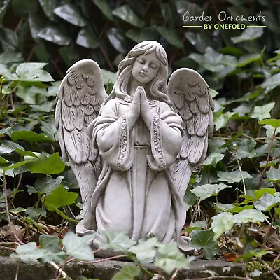 PRAYING ANGEL Cast Stone Angel Garden Ornament Statue Grave Memorial ⧫by ONEFOLD • £52.70