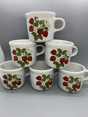 Vintage McCoy Pottery Strawberry Country Coffee Tea Mug #286 Set Of 6 • $39.85