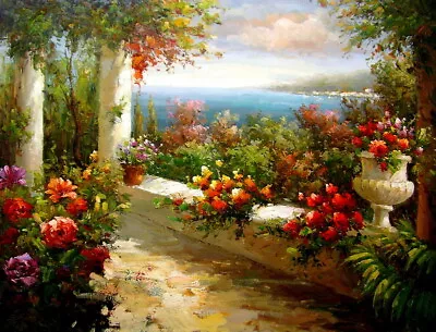 Summer Mediterranean Landscape Oil Painting Art Giclee Printed On Canvas P1258 • $32.99