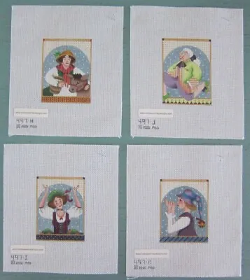 $150 • Buy Lot Of 4 Melissa Shirley Christmas Handpainted Needlepoint Canvas From 12 Days