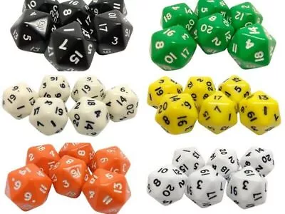 Poly Dice D20's. Various Colours Packs Of 6. TWENTY Sided Dice • £3.99