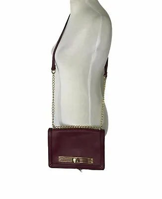 Mossimo Crossbody Purse Deep Maroon Plum Color With Gold Accents Twist Latch Bag • $27.47