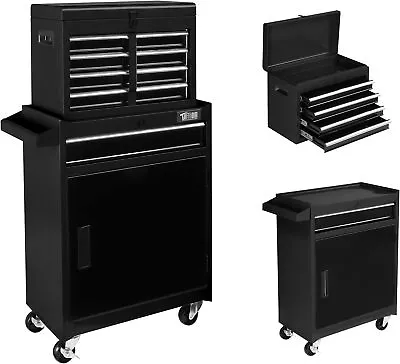 5-Drawer Rolling Tool Chest Storage Cabinet With Wheels For Repair Shop Black • $119.99