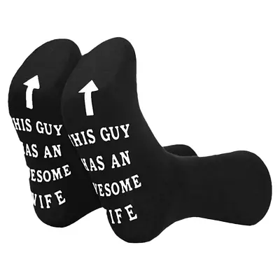 Socks For Husband - THIS GUY HAS AN AWESOME WIFE - Mens Fun Valentines Day Gifts • £3.59