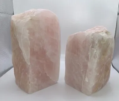 ROSE QUARTZ Solid Rock BOOKENDS 8.5 POUNDS • $60